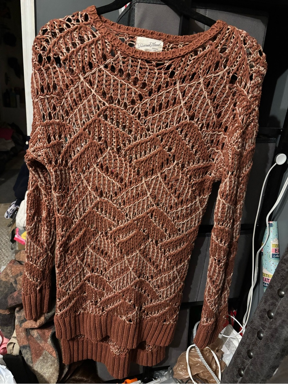 Universal Threads Open-Knit Rust Brown Women's Sweater Small